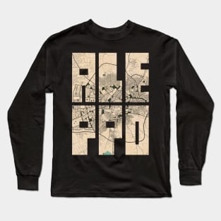 Aleppo, Syria City Map Typography - Vintage Long Sleeve T-Shirt